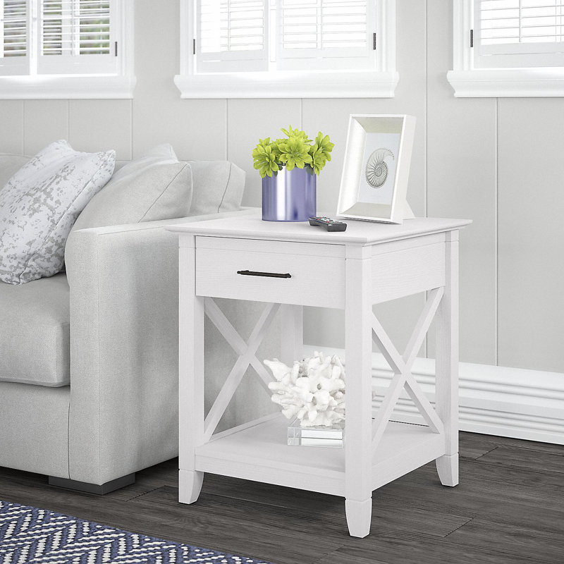 Table de bout avec rangement Huckins, Chêne blanc pur