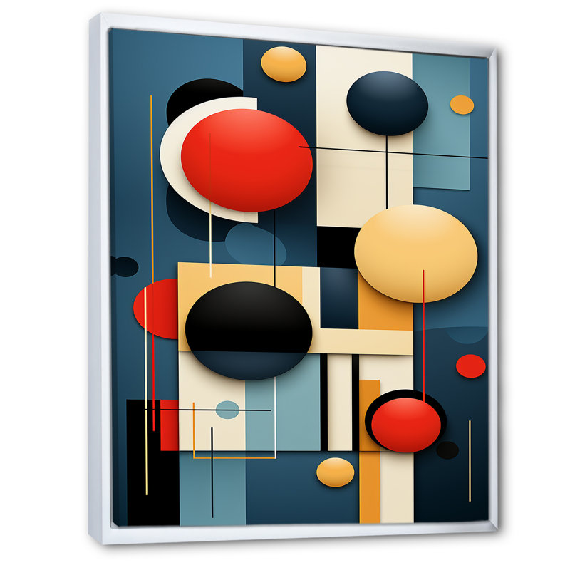 «Retro Bliss Abstract Circular Geometrics I», reproductions d'art mural géométrique moderne, H 44 po x l 34 po x P 1,5 po