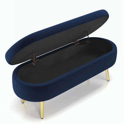 Ottoman Oval Storage Bench with Metal Legs
