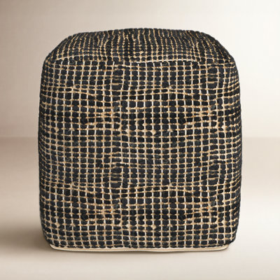 0H Leather And Jute Pouf