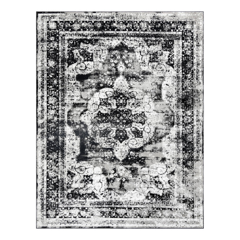Tapis oriental Brandt, Rectangle 7 pi 10 po x 10 pi, Noir, noir, noir, noir