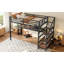 Lit mezzanine simple TG avec bureau et escalier de rangement, lits mezzanine en métal avec lumières DEL, ports USB-1170681925