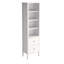 Bibliothèque moderne scandinave, blanc et bois, 31,5 po x 70,9 po x 13,8 po | 100% carton gris avec structure en panneau de fibres à densité moyenne, épaisseur de 0,71 pouce | Fixation murale, tablettes multiples, poignée en métal | Rangement élégant pour la maison et le bureau