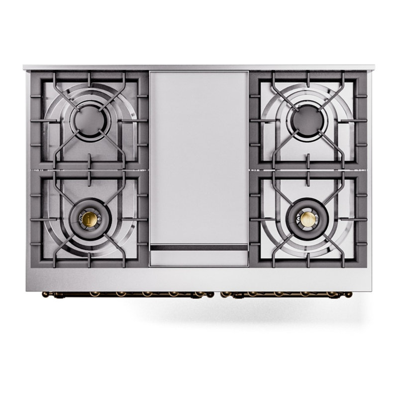 ILVE Nostalgie II 40 in Dual Fuel Range, Natural Gas, White/Bronze