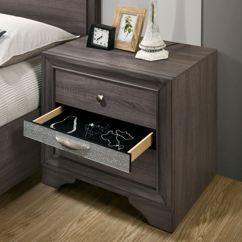 Table de chevet 3 tiroirs Sana, Gris