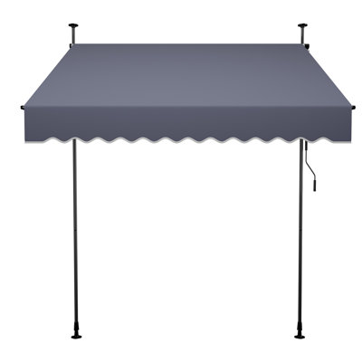 Manual Retractable Awning, 78" Outdoor Retractable Patio Awning Sunshade Shelter, Height Adjustable Patio Door Window Canopy with Manual Crank Handle for Backyard, Garden, Balcony, Dark Grey
