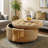30in Round Storage Ottoman Coffee Table Linen Upholstered Ottoman with Nailhead Trim Large Storage Foot Rest Stool for Living Room Bedroom Orange-1029487309