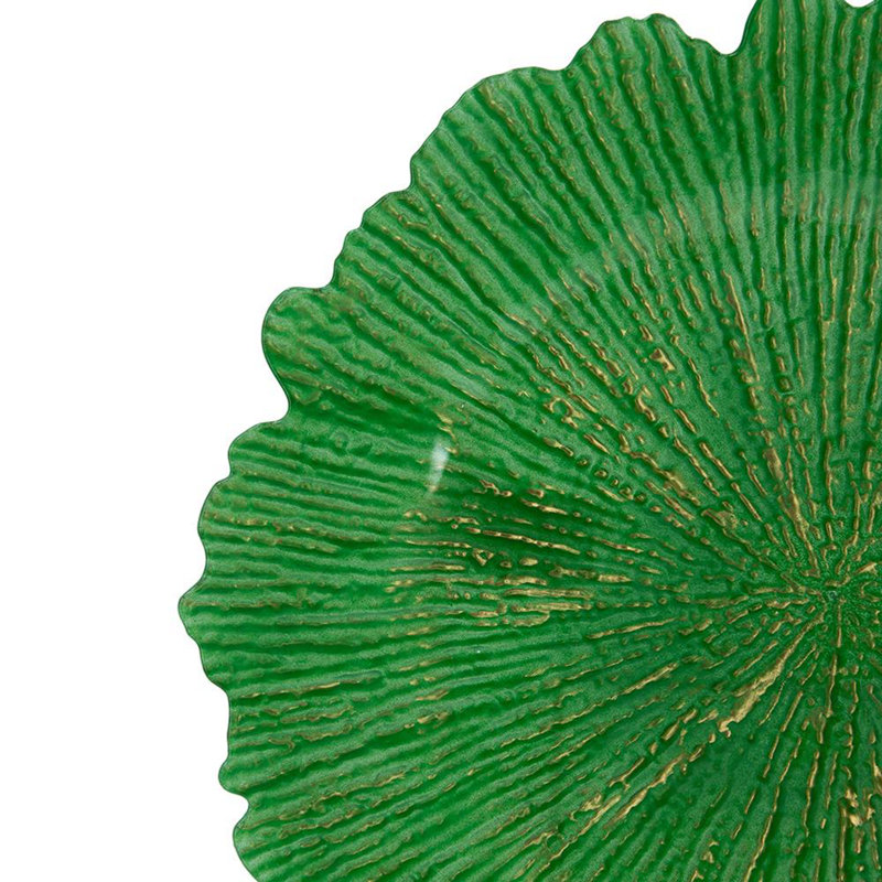 Ensemble de 8 assiettes décoratives en forme de feuille de lotus, Vert