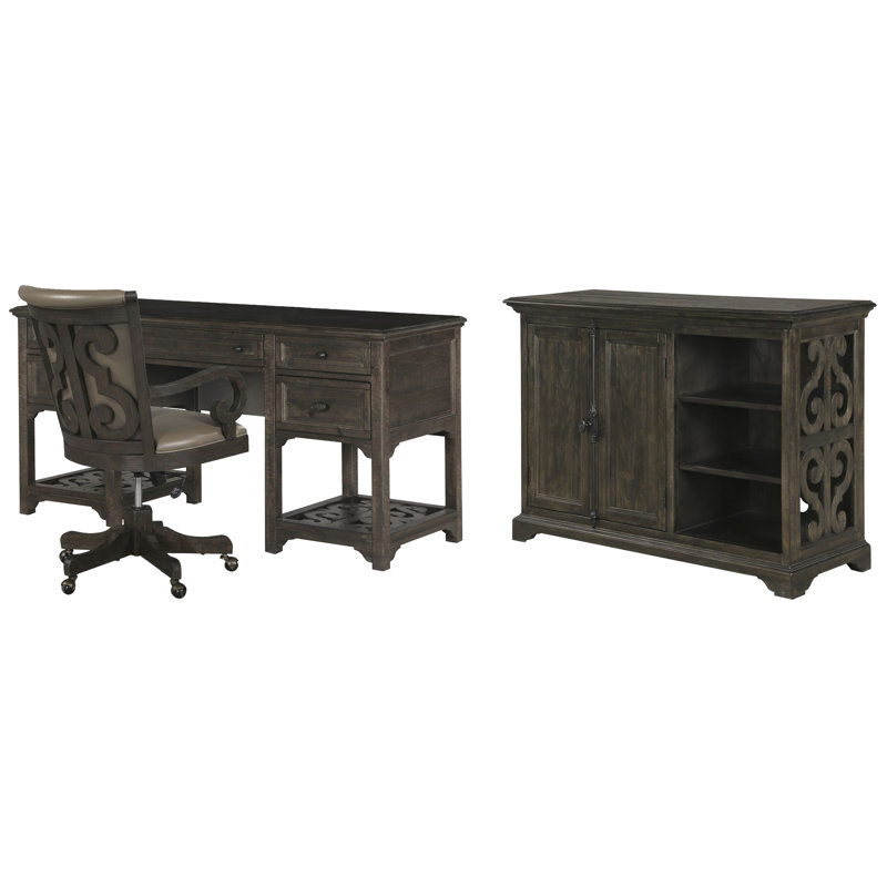 Bureau avec chaise et support pour imprimante, 3 pièces: bureau, chaise, armoire de rangement