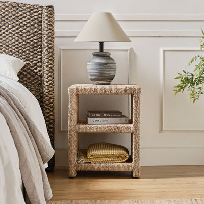 Boatwright Grass Rope 19"W End Table with Two Open Shelves by Beachcrest Home