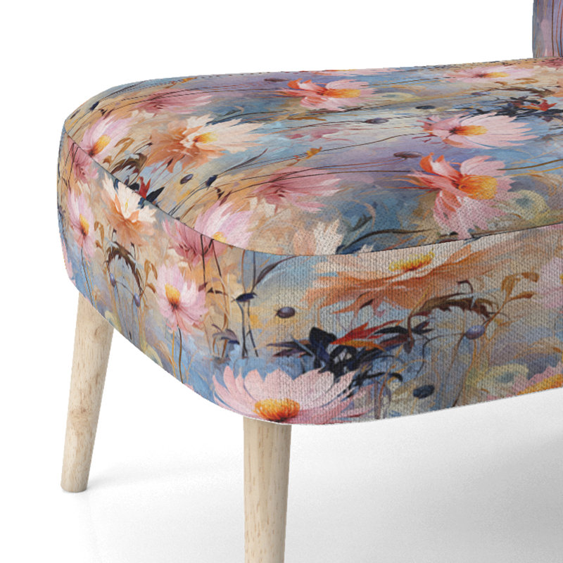Motif botanique de jardin rose - chaise d'appoint rembourrée de style campagnard, chaise d'appoint rustique à motif floral