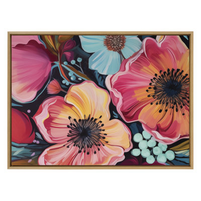 Preppy Boho Aesthetic Colorful Floral Group by The Creative Bunch Studio Framed Canvas Wall Art Print