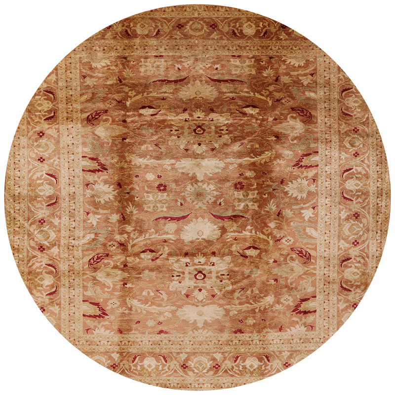 Tapis oriental brun / jaune Ch Wilson, Rond 6 pi