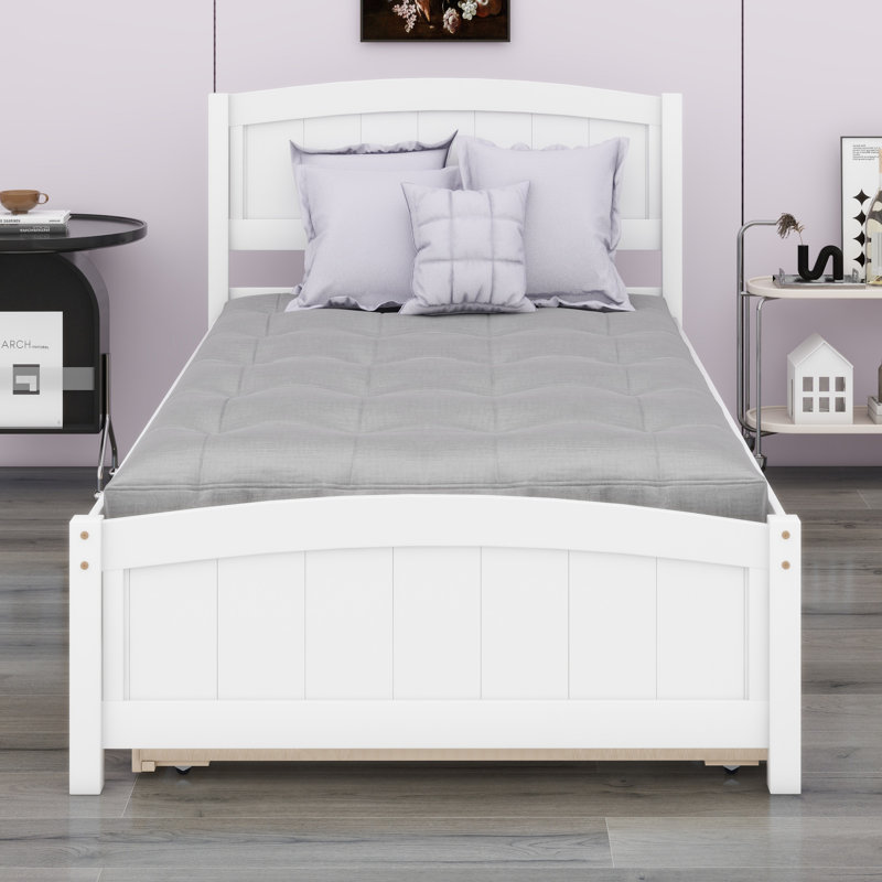 Lit plateforme avec lit gigogne, Blanc