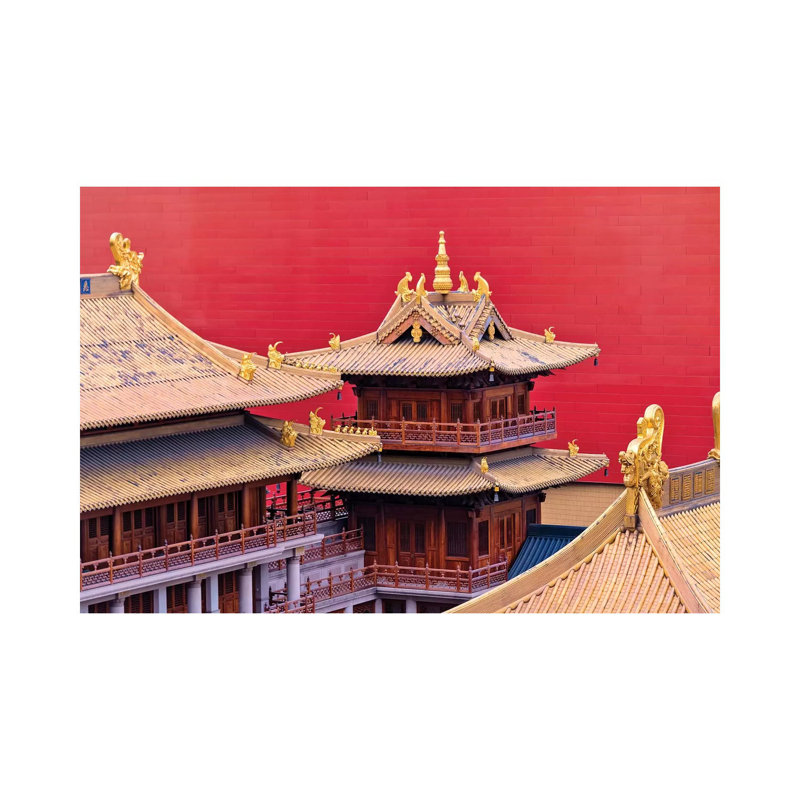 Architectural Details Of Jing'an Temple, Shanghai, China by Keren Su - Wrapped Canvas Gallery-Wrapped Canvas Giclée