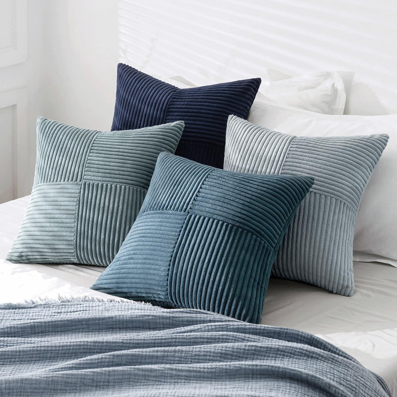 Housse de coussin 18 x 18 pouces Dusty Blue Navy Farmhouse