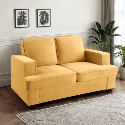 Modern Velvet Loveseat, Comfortable 2 Seater Couch With Deep Seating And High-Density Foam, Loose Back Cushions, Wide Arms, Living Room Furniture For Home, Apartment, Office, Ivory