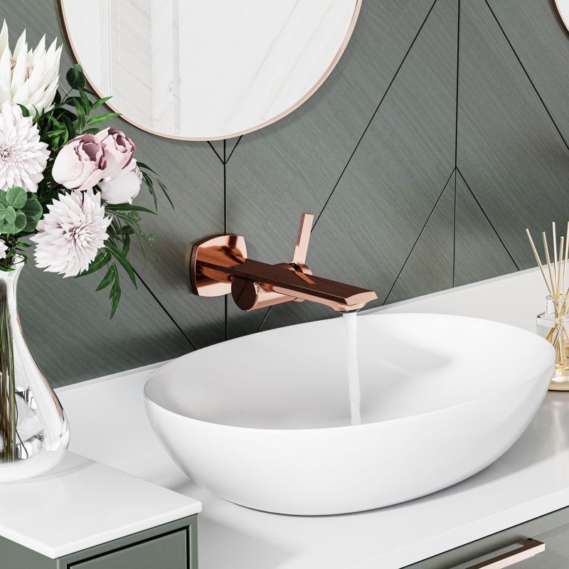 Wall Mounted Single Handle Bathroom Faucet, Rose Gold