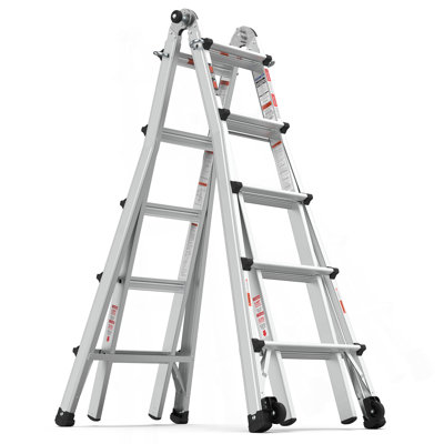 Multi-Position Foldable Aluminum Ladder, A-Frame And Straight Ladder