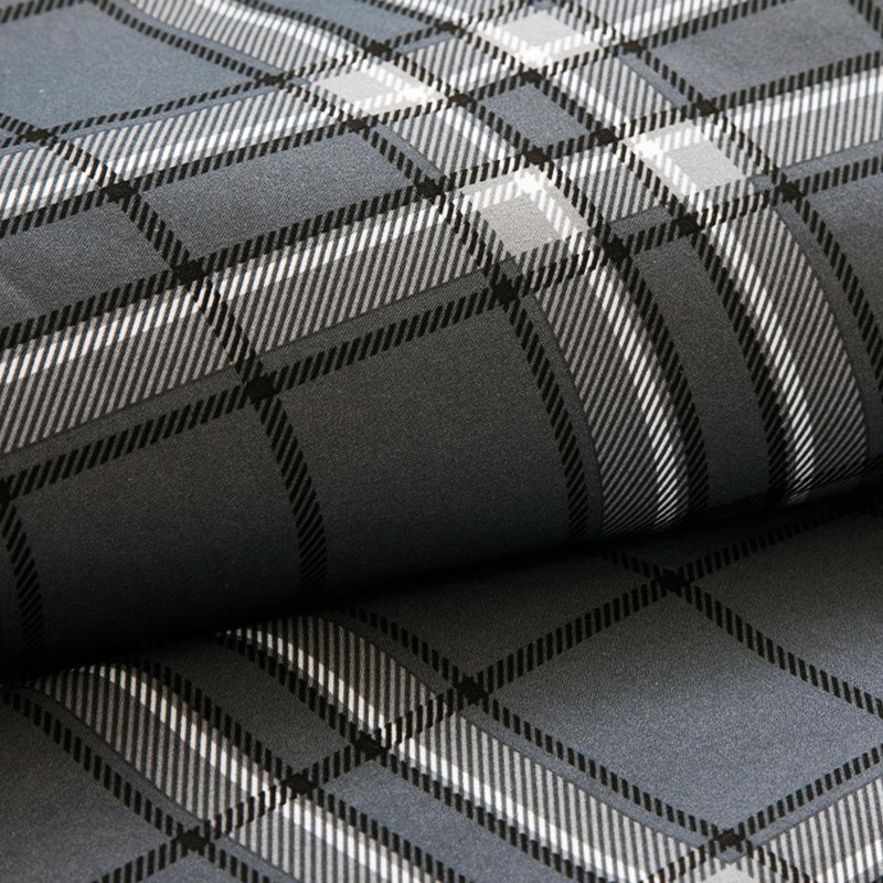 Édredon simple / simple TG à carreaux élégants avec coussins en tissu gris et blanc