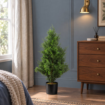 90 cm H Faux Ficus and Foliage Tree Plant in Plastic Pot Liner