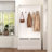 Entryway Bench With Standing Coat Rack, Hall Tree With Shoe Storage Bench, Entryway Organizer With 5 Hooks, White