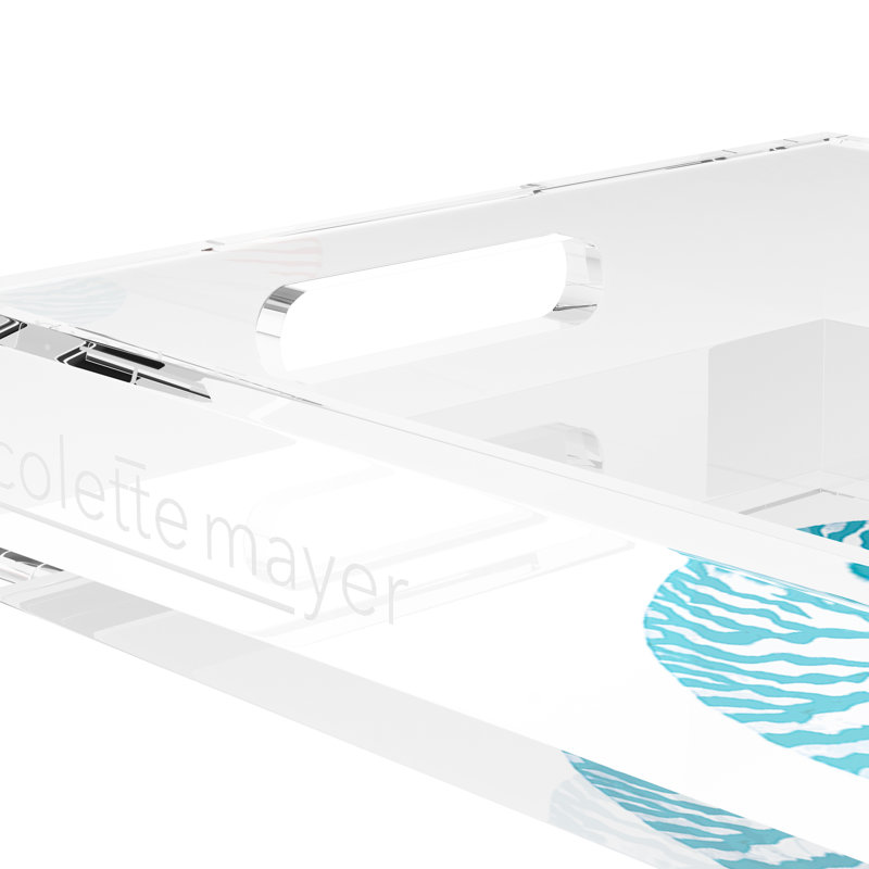 Nautilus Coral Turq Acrylic Rectangle Decorative Tray, 22.5"W x 14.5"D x 2"H