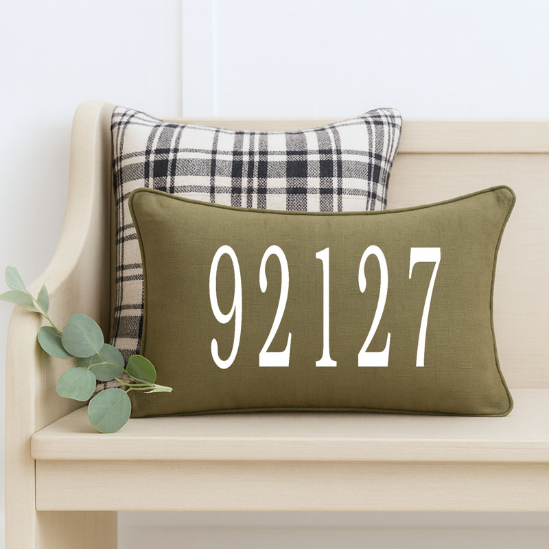 Coussin personnalisé avec code postal personnalisé, Oui, Vert olive, Pillow Cover Only - No Insert