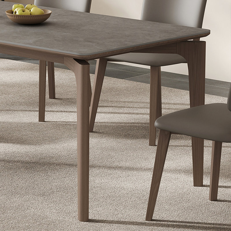 Ensemble de table de salle à manger et de chaises à panneau de pierre fine gris, H 29,52 po x L 70,86 po x l 35,43 po