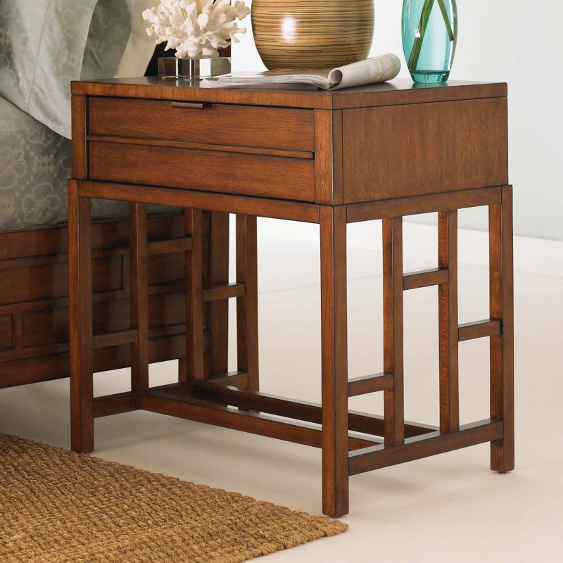 Transitional Brown 28" Kaloa Single Drawer Nightstand
