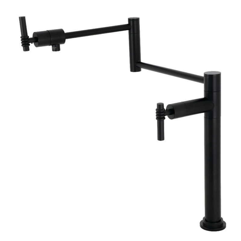 Robinet remplisseur à fixation sur comptoir à deux poignées à 1 trou Kingston Brass Milano, Noir mat