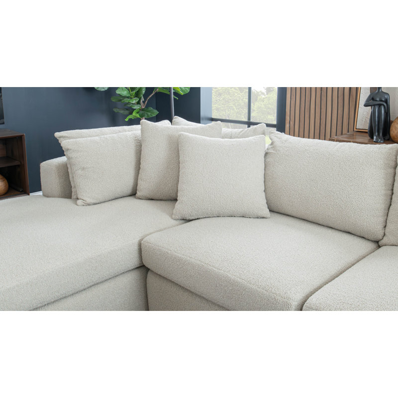 Teddy 140" 3 - Piece Upholstered Sectional, Beige 100% Polyester