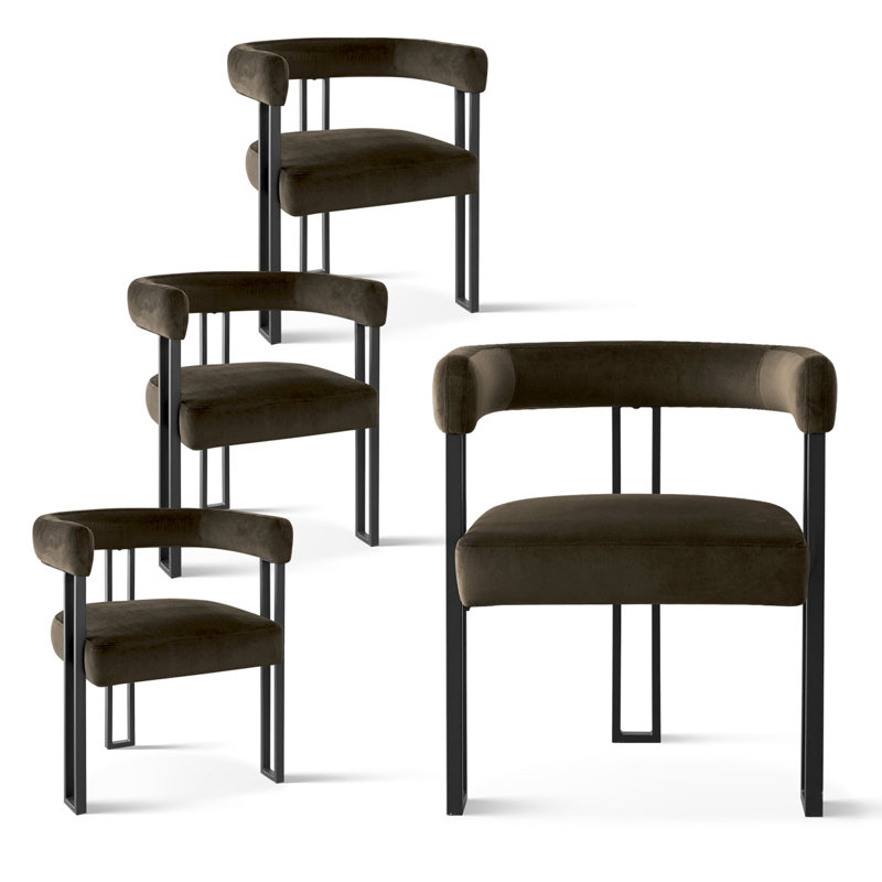 Chaise de salle à manger rembourrée en velours 18,3 po, Brun