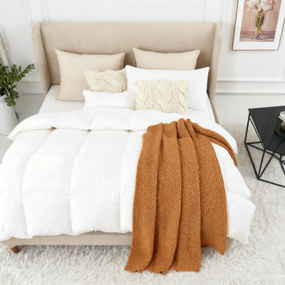 Chunky Cable Knit Throw Blanket, 100% Cotton, Lightweight And Cozy, Machine Washable, For Sofa, Bed, Or Nursery