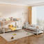 Lit superposé triple en métal avec lit gigogne en blanc - configuration basse pour un accès facile au lit gigogne simple-1166091258