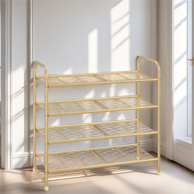 Étagère à chaussures simple et élégante à 4 couches, étagère à chaussures extensible et réglable, grillage métallique