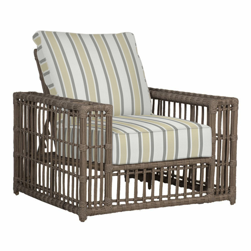 Newport Patio Chair with Cushions, Welt, Arbor Chambray, Onyx