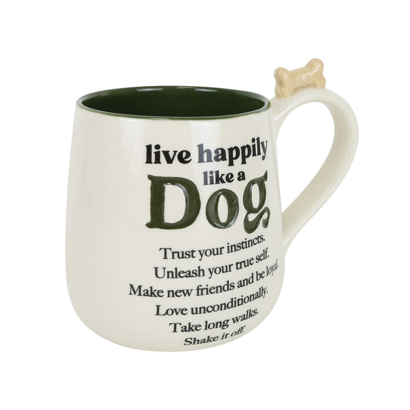 Enesco Notre nom est boue 16 oz. Tasse à café en grès Happy Dog Artisan
