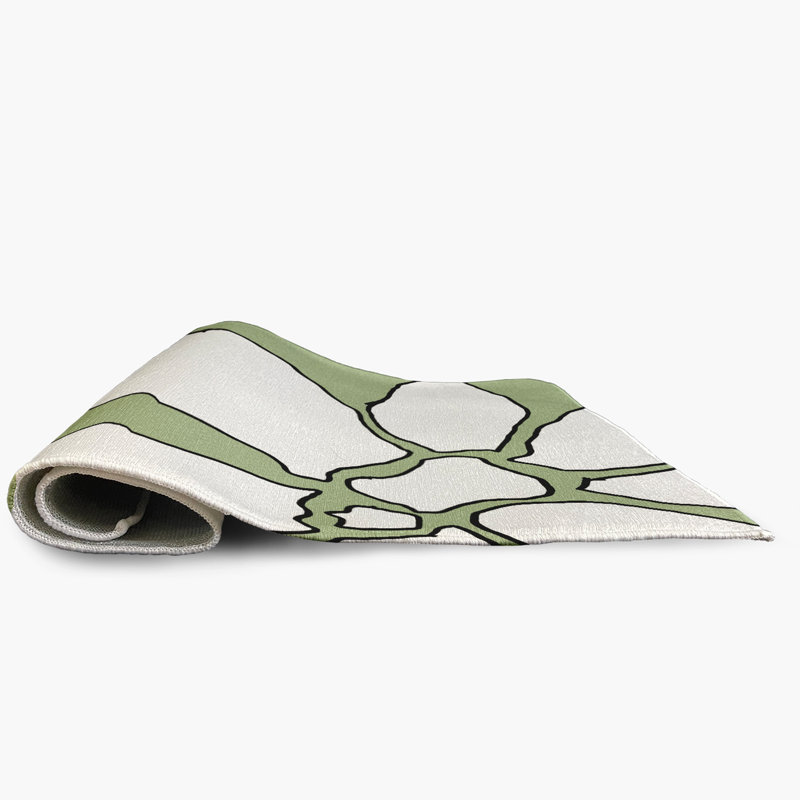 Tapis vert / gris clair en chenille tissé à la machine Jaak, Rectangle 2 pi x 3 pi