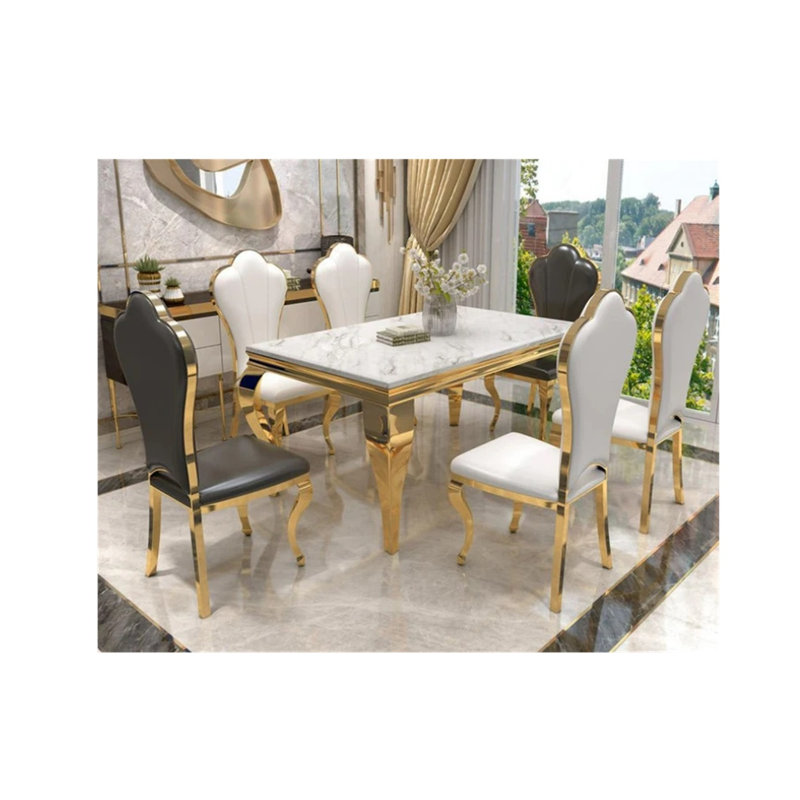 Bodrul Marble Top Metal Base Dining Table