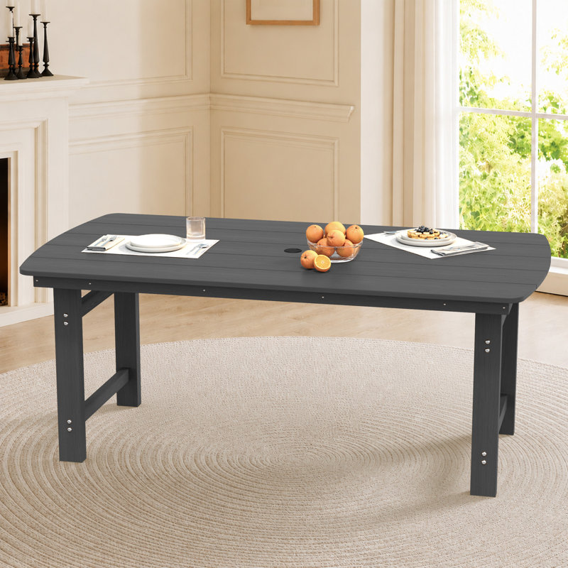 Table de salle à manger rectangulaire en PEHD de 65,8 po, convient à une utilisation intérieure et extérieure, Grey