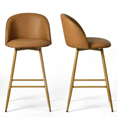 Tabouret de bar Mid-Century avec pieds en métal et pieds en métal