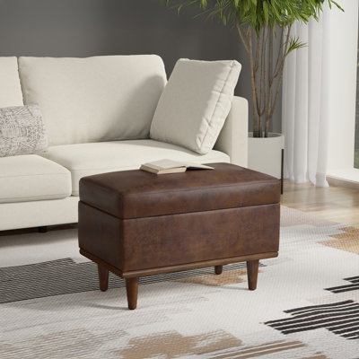 Petit repose-pieds de rangement en similicuir végétal avec plateau relevable Shiloh