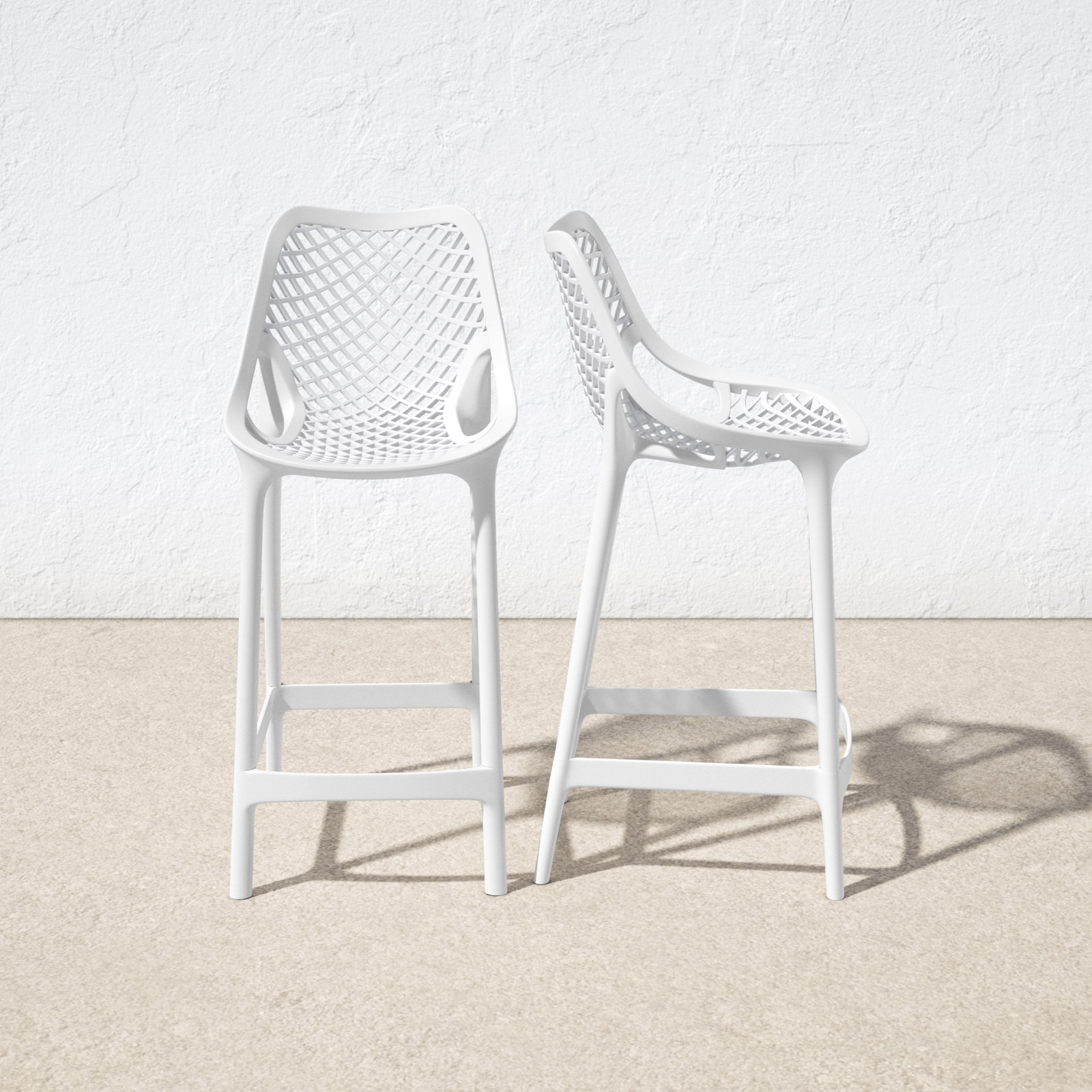 Farrah Patio Bar Stool, White, 25.6"