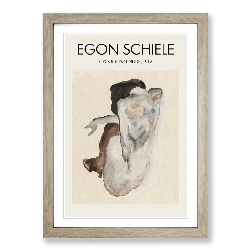 Portrait of a Woman Vol.8 Print by Egon Schiele - Picture Frame Painting, Oak Framed, 65cm H x 48cm W x 2cm D