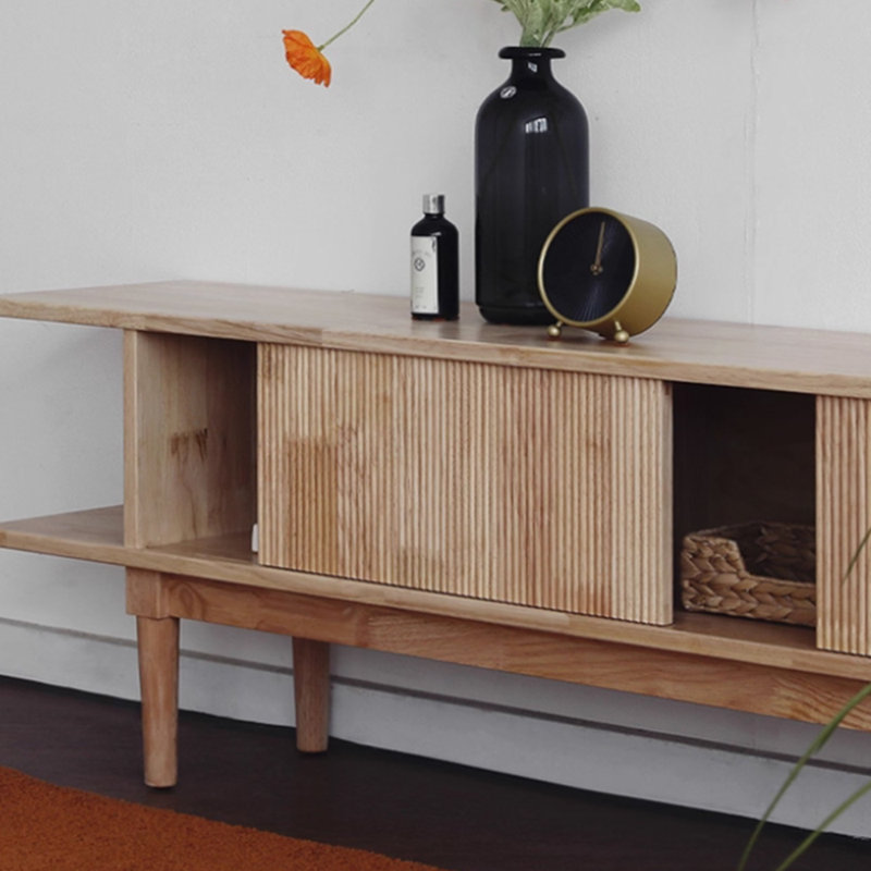 Meuble télé en bois massif au design unique, H 17,71 po x L 70,86 po x l 12,59 po