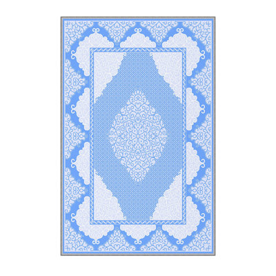 Tapis oriental en polyester bleu Brack