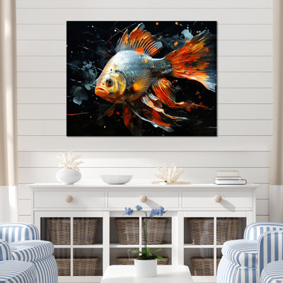 «Orange Butterfly Fish Ocean Dance I», art mural poisson papillon