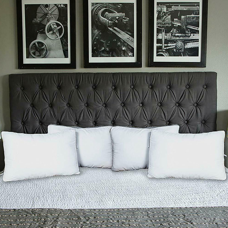 Coussin en fibre Luxury, Reine, Blanc / Gris
