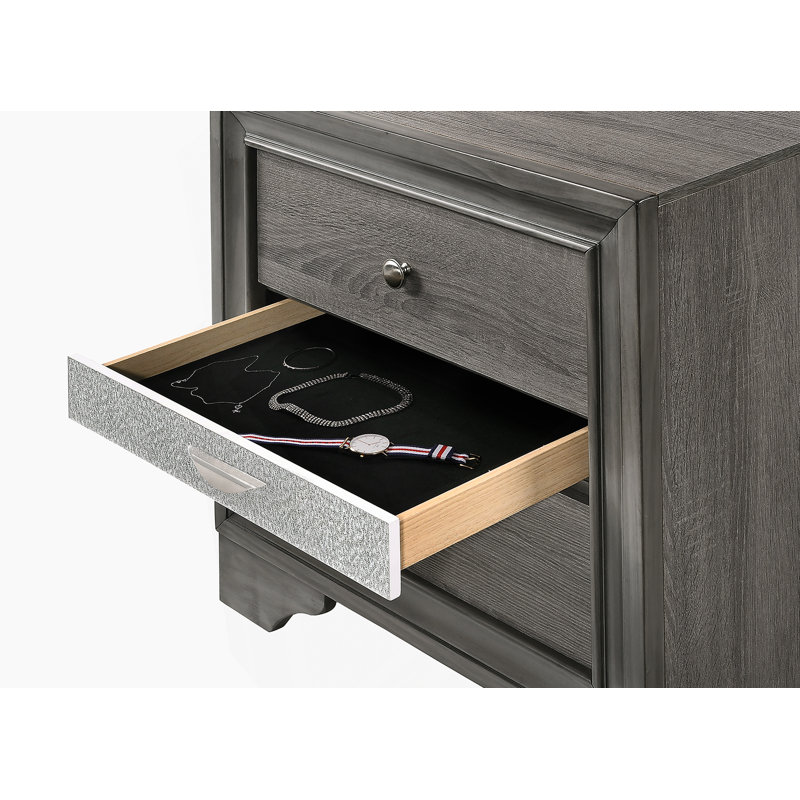 Table de chevet 2 tiroirs Traditional Matrix, Gris